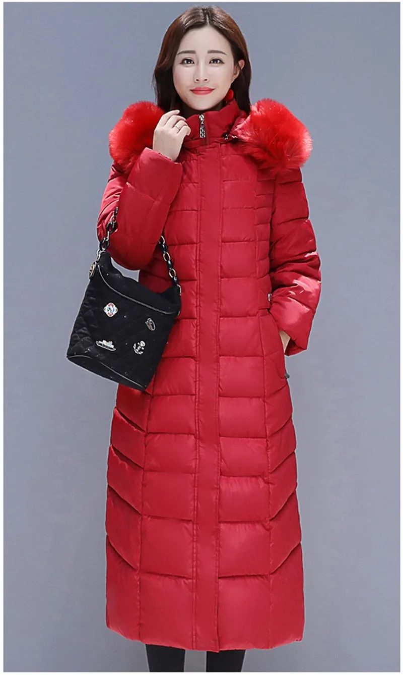 Зимняя куртка женское платье для среднего возраста плюс размер 5XL 6XL Thicke теплый пуховик хлопковая куртка с капюшоном Длинная Верхняя одежда женское базовое пальто