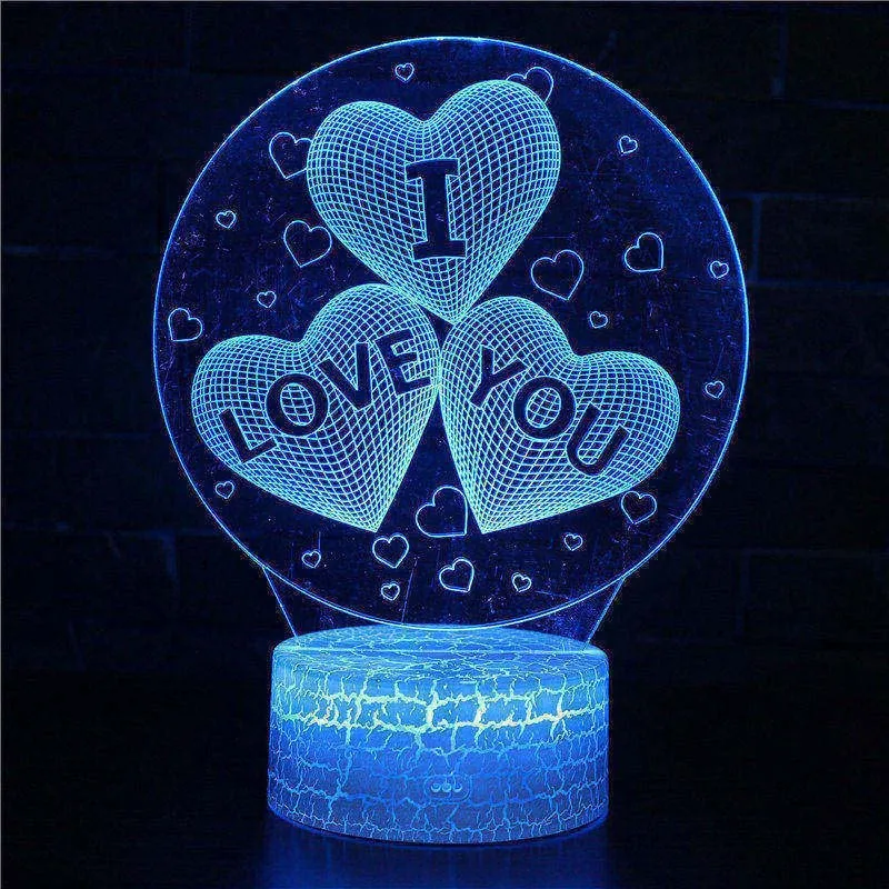 Creative 3D Lamp Led Love Heart Illusion Night Light 3D Night lamp For Valentine Lover Gift Christmas Party Home Decoration - Испускаемый цвет: Heart 9