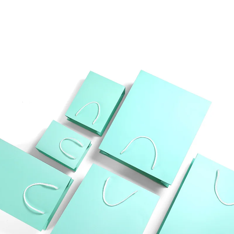 20pcs Blue Paper Bag for Party Christmas Thickened Gift Kraft Paper Bags Clothing Bags Shopping Kraft Paper Gift Handbags