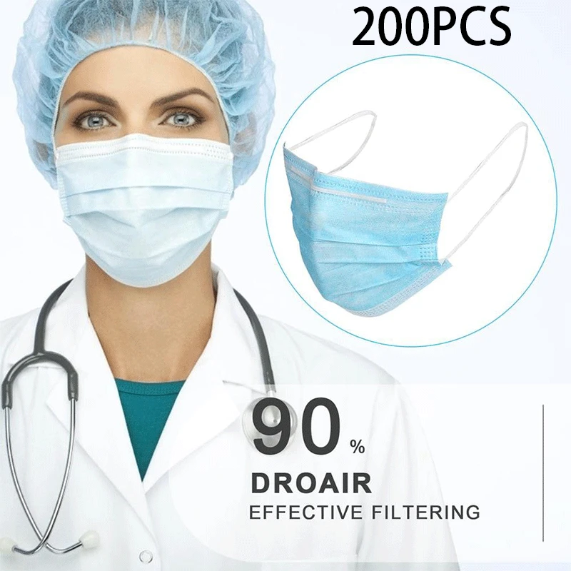 

200 PCS Adult Mask Family Anti Dust Mask Mouth Mask Windproof Mouth-muffle Bacteria Proof PM2.5 Protective Flu Anti Face Masks