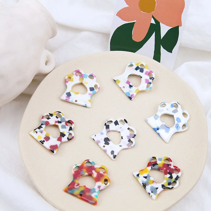 

6pcs New Design hot-sales Cream Particles Lovely Cat Claw Resin Pendant Cartoon Earrings For Women Girls Jewelry Accessories
