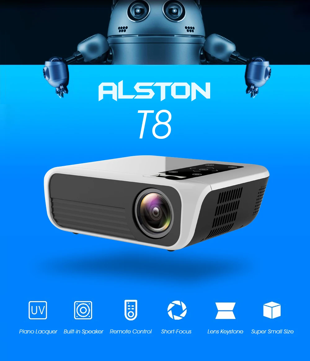 ALSTON T8 Full HD 1080p проектор 4k 5000 люмен кинопроектор видеопроектор HDMI USB AV с подарком