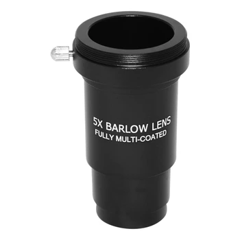 

Barlow Lens 5X 1.25 Fully Metal Multi Coated Optical Glass with T Adapter M42 0.75 Thread for 1.25 Inch 31.7mm Telescopes Eyepie