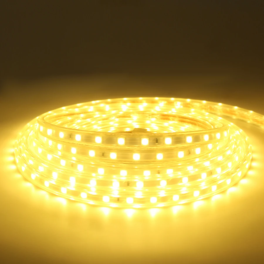 Warm White 220 V Светодиодные ленты светильник Водонепроницаемый IP67 SMD 5050 60 светодиодный s/m led лента 220 вольт Светодиодные ленты гибкая лампа Ambi светильник Мощность штекер Гостиная - Испускаемый цвет: Warm White