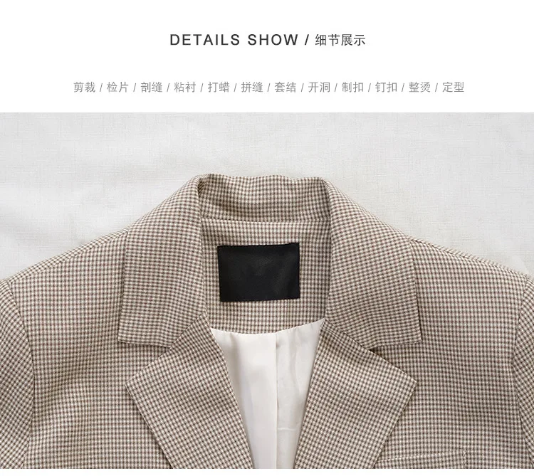Korean-style Autumn& Winter New Style Simple Retro Straight-Cut Small Plaid after Belt Long Sleeve Casual Suit Women's X17
