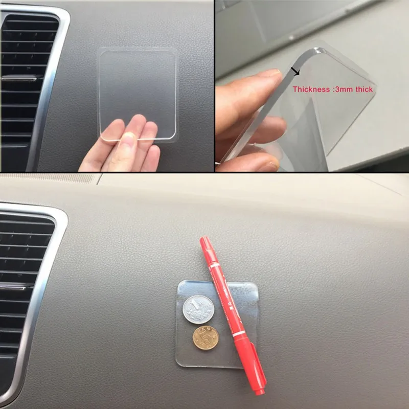 10PCS Square Strong Sticky Double-sided Gripping Pads No Trace Transparent Gripping Pads Waterproof