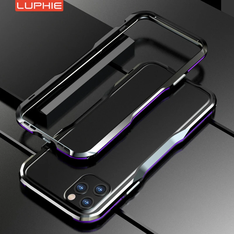 Роскошный Металлический Чехол-бампер для iPhone11 Pro, чехол с алюминиевой рамкой, жесткий защитный чехол для iPhone XS Max XR 7 8 Plus, чехол-бампер - Цвет: Black purple