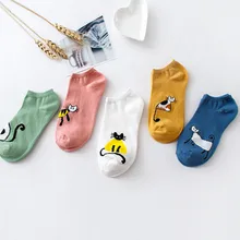 Женские носки милые хлопковые модные забавные носки с принтом кота удобные теплые короткие носки в стиле Харадзюку calcetines mujer F829