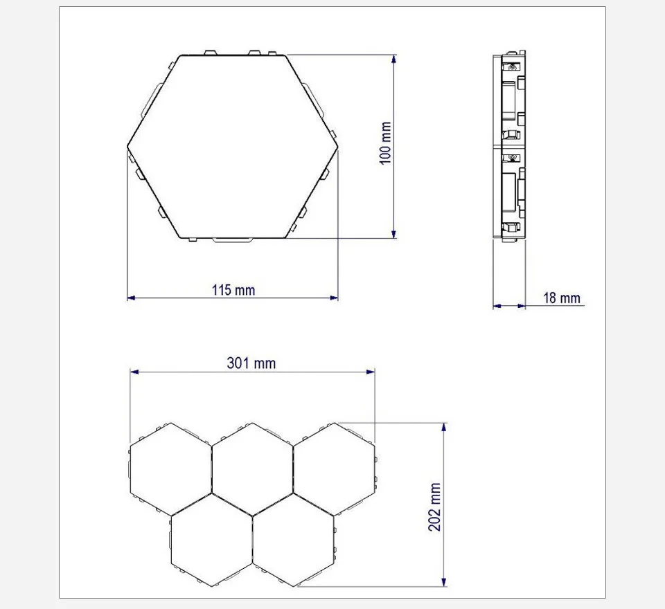 DIY Wall Lamp Touch Switch Quantum Lamp LED Hexagonal Lamps Modular Creative Decoration Wall Lampara bedside wall lights