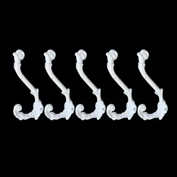 

5pcs Vintage Iron Wall Door Bedroom Hooks Hanger Hook for Coat Clothes Hat Bag Hook Bathroom Wall Rack White