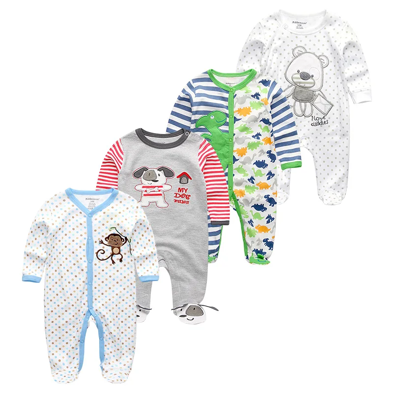 Одежда для маленьких мальчиков; Одежда для новорожденных девочек; хлопковые детские комбинезоны с круглым вырезом; 4 шт.; костюм для малышей; одежда для детей; коллекция года; roupa de bebe - Цвет: 19