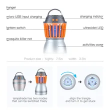 Наружная лампа с электрическим током от комаров, многофункциональная портативная, IP67, водонепроницаемая, от комаров, от насекомых, электрическая, S