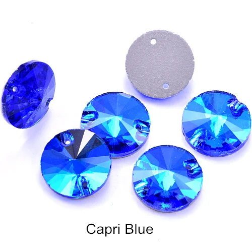 Capri Blue 29 цветов, 6 размеров, круглые стразы для шитье Риволи, Стразы для шитья, круглые стразы для одежды Y2818 - Цвет: Capri Blue