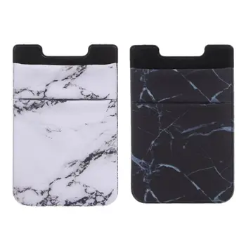 

New Arrival Fashion Universal Elastic Marble Mobile Phone Wallet Credit ID Card Holder Adhesive Pocket Sticker Bag Case Pouch