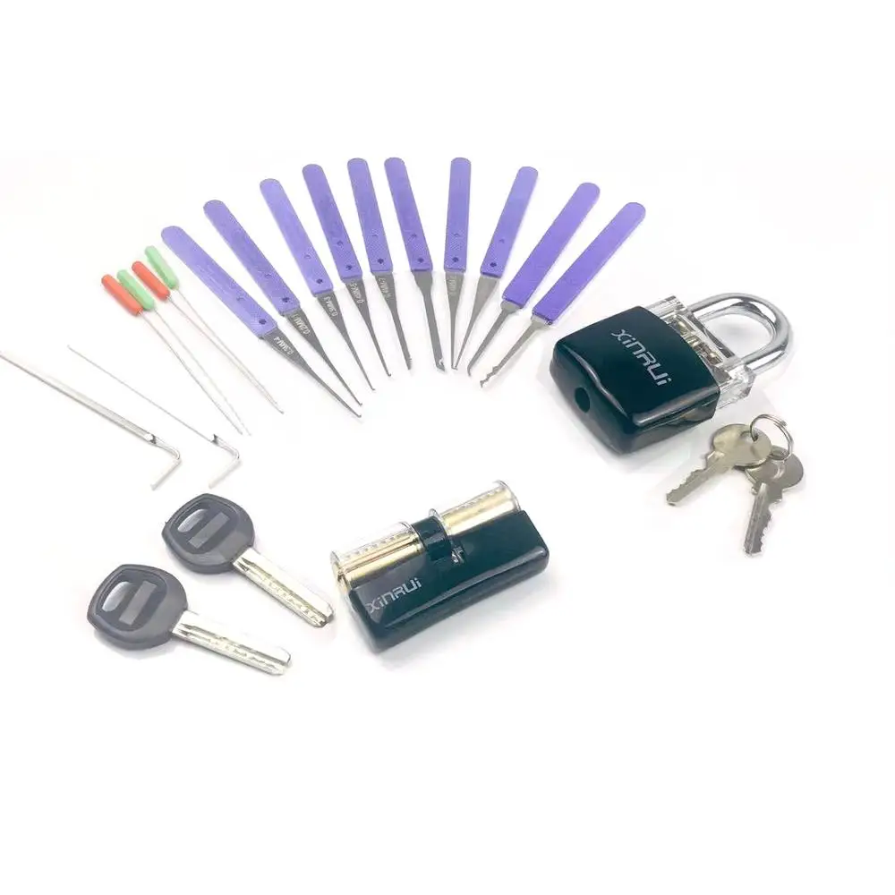 Lockpick Set Broken Keys Extractor with Transparent Locks for Pro Locksmith Tools Practicing And Training Skills