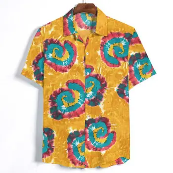 

Shirt Men Summer Short Sleeve Top 2020 yellow blue Shirts Multicolor Top Men Loose Shirts Blouse Casual Beach shirt plus size