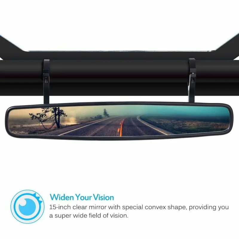 

Interior Rear View Mirror Parts Wide With 1.75" Clamps For Polaris RZR 800 1000 XP900 1000S Auto