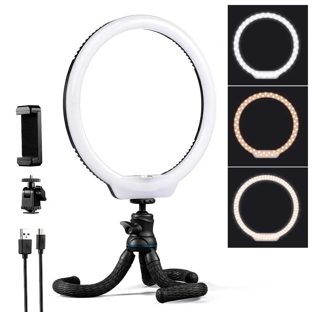 

K&F Concept 10 inch Ring Light with Stand, Phone Holder,Selfie Video LED Light Kit for Vlog Camera Video Smartphone YouTube