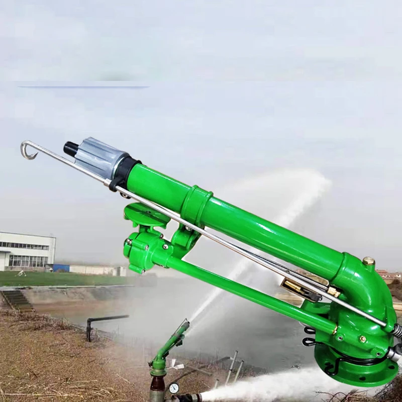 Metal Flange Big Rain Gun Sprinkler Green Sprayer Gun For Industrial