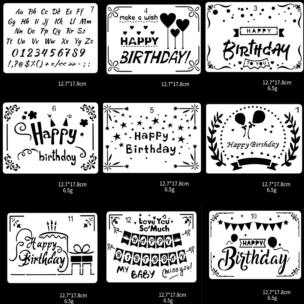 Set Kit Early Learning Happy Birthday Diy Drawing Template For  Journal/diary/calendar/planner/scrapbook Wall Painting Stencil - Stencils -  AliExpress
