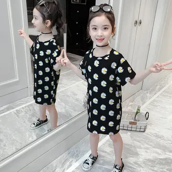 

Korean Long T Shirt Floral Girls Casual Clothes Cotton A-Line Dresses For Girls Holiday Kids Clothing Baby Girl Birthday Party