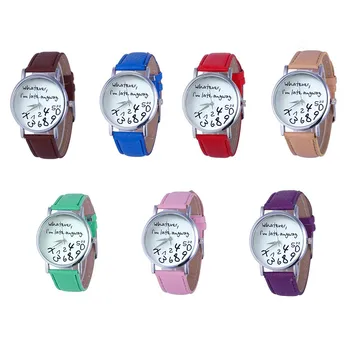

Hot Women Leather Watch Whatever I am Late Anyway Letter Watches Woman Fashion Leather Band Analog Quartz Round Wrist Watch