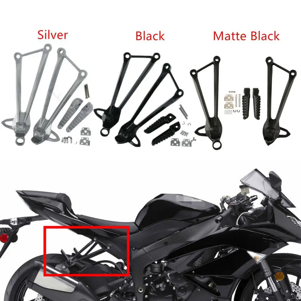 Мотоцикл черный/серебристый задняя подножка подножки Кронштейн для Kawasaki Ninja ZX10R 2008-2010 ZX6R 2009- 16 15 14 13 12 11 10