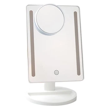 

Square Home Single Sided USB Charging Dimmable Countertop LED Makeup Mirror Touch Control Dorm Rotatable Fashion 10x Magnifying