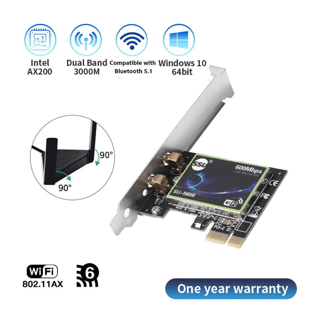 wifi adapter for desktop 600Mbps 6 Intel PCIe Card Mạng Không Dây Adapter 2 Băng Tần 2.4G/5Ghz Dành Cho Máy Tính Để Bàn Pc windows10/8/7/XP wireless card for pc