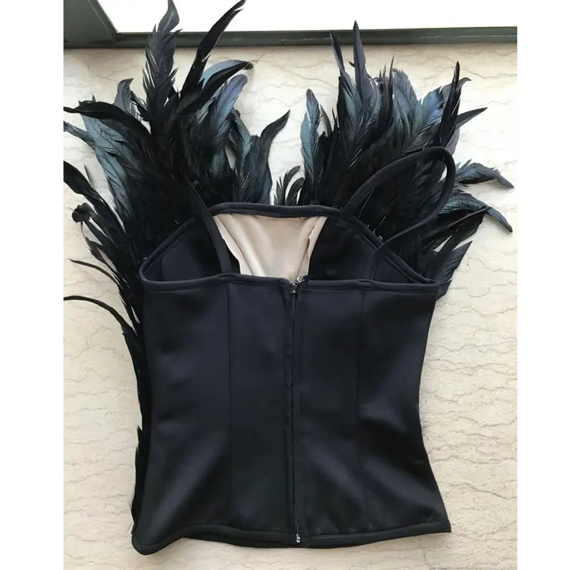 Черный Куриный хвост, перья раздельный сценический костюм наборы Бар ночной клуб представление gogo вечерние шоу дикарь костюм