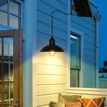 

Waterproof Adjustable Stainless Steel Outdoor Solar Light Hanging Lantern With Panel Wire Vintage Pendant Decoration Black