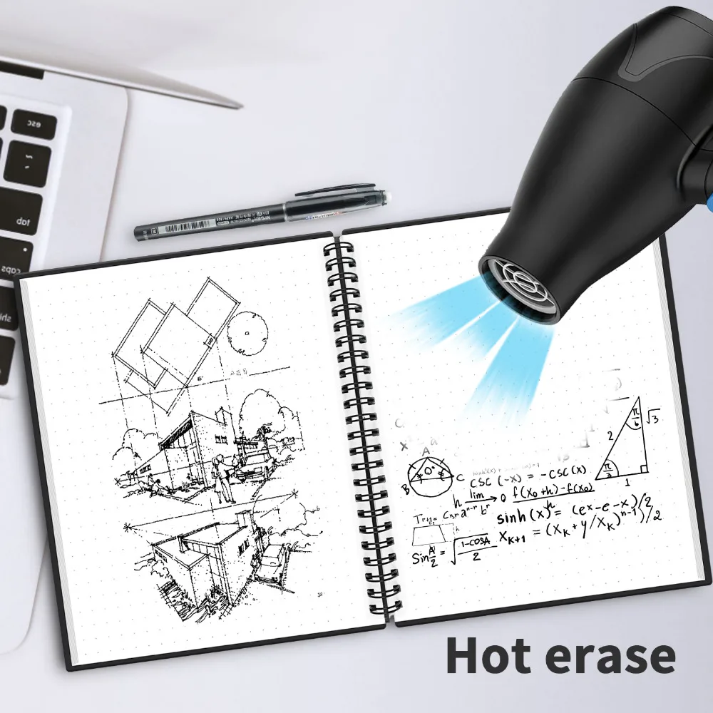 A6 Reusable Erasable Notebook black notebook Microwave Wave Cloud Erase Notepad Note Pad Lined With Pen save paper 6