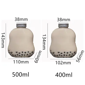 

10pcs High quality creative bubble tea cup 400ml 500ml juice bottle PET plastic cold drink ice coffee cups with protable lids