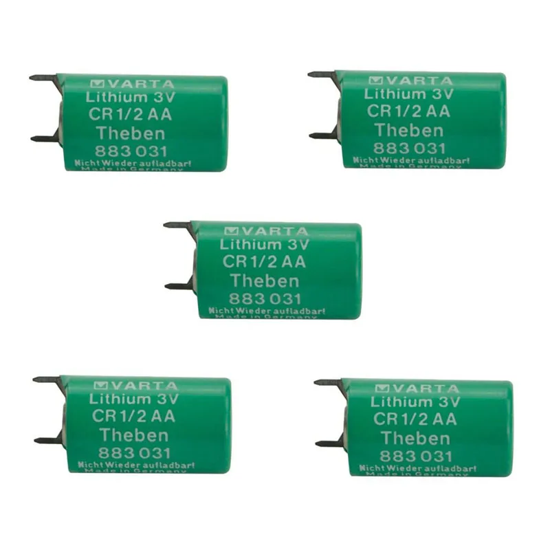 

Lot 5PCS Original Brand New Varta 3V 950mAh CR1/2AA CR14250 CR 1/2 AA CR 14250 PLC Lithium Battery 883031 with Welding Foot Pins