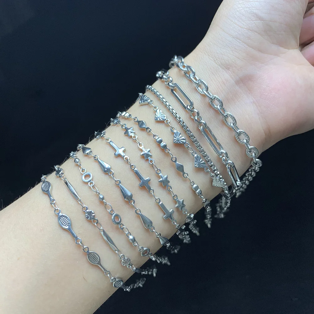 USENSET 11 Styles Charm Bracelet Necklace Women Jewelry Stainless Steel Rope Chains Stars Bangles Never Rub Off Bracelets Gifts bracelet jewelry