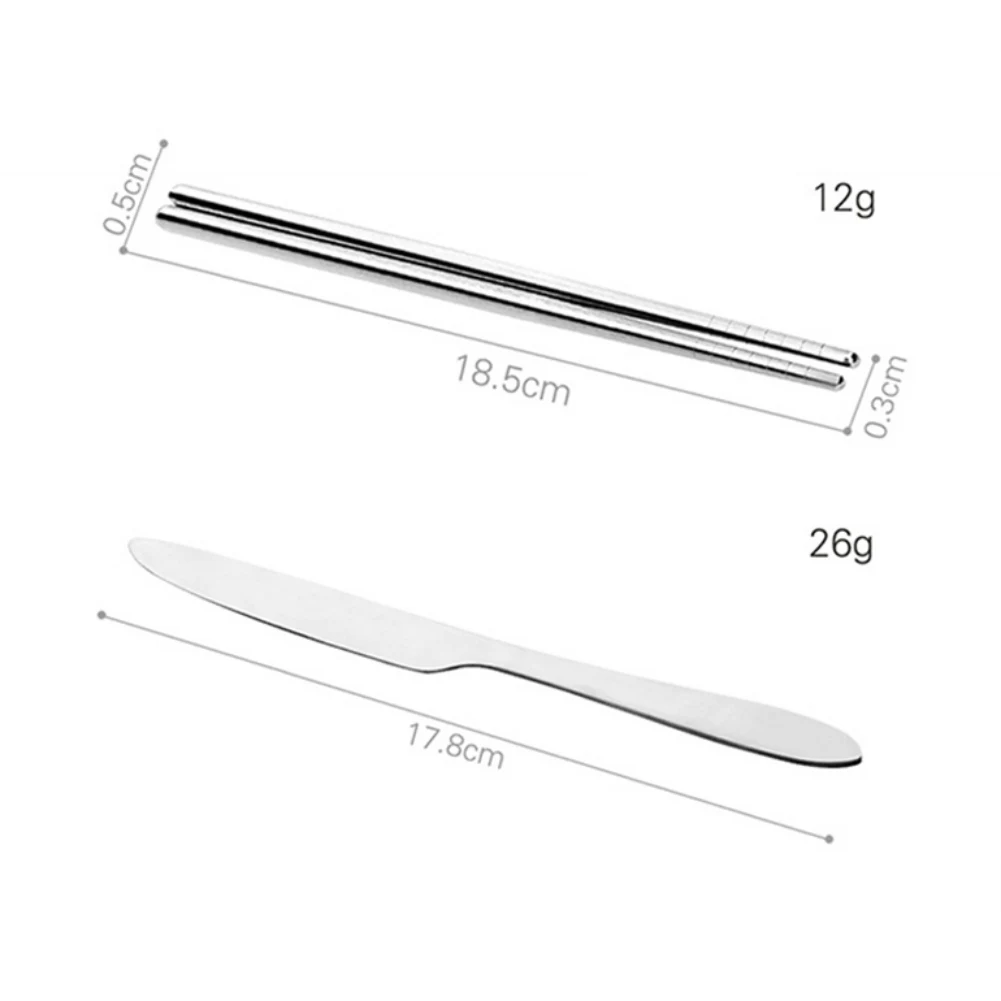 4Pcs/Set Stainless Steel Fork Spoon Chopsticks Portable Stainless Steel Tableware Ourdoor Travel Camping Cutlery Tools