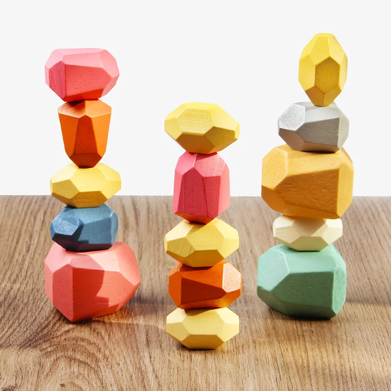 Kinder Building Blöcke Stone aus Holz Stacking Balacing Spielzeug Creative Gifts 
