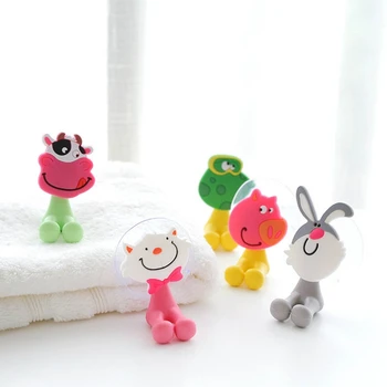 

Baby Care Cute Cartoon Animal Shape Holder Sucker Suction Hooks Set Hanging Baby Toothbrush Holder Towels