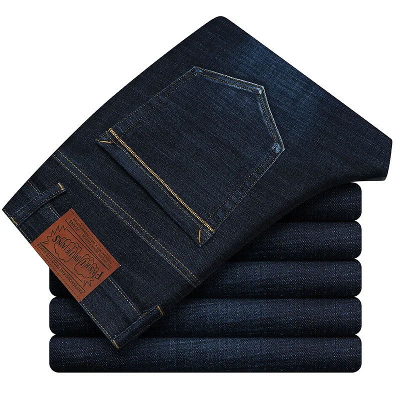 Blue black XuanShen Модальные Мужские джинсы осенние и зимние классические синие черные повседневные Прямые мужские штаны оригинальные большие размеры джинсы Джокера - Цвет: Blue black