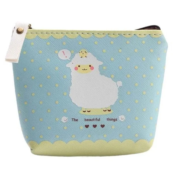 

Waterproof Zipper Pencil Case A sheep Cute Portable Key Coin Purse Makeup Bag blue