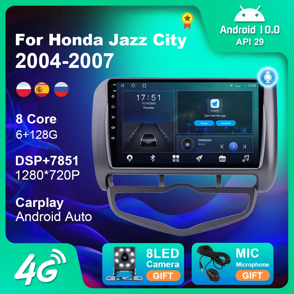 Android 10 Player For Honda Jazz City 2004 2005 2006 2007 Car Multimedia Radio Stereo Auto Carplay 4G WIFI GPS Navigation 2 Din |