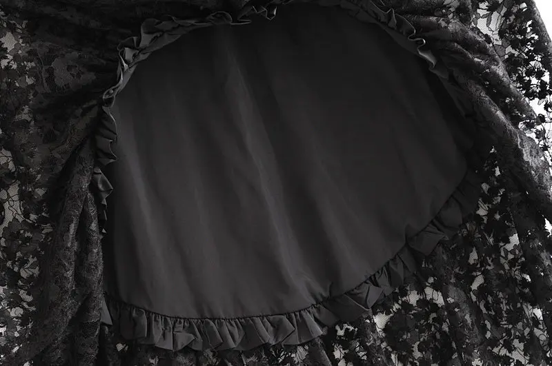 Черные кружевные юбки женские каскадные юбки с оборками женские юбки с аппликациями 2019 осенне-зимняя одежда falda