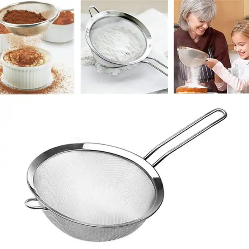 Stainless Steel Fine Mesh Oil Strainer Flour Colander Sifter Sieve Kitchen Tool