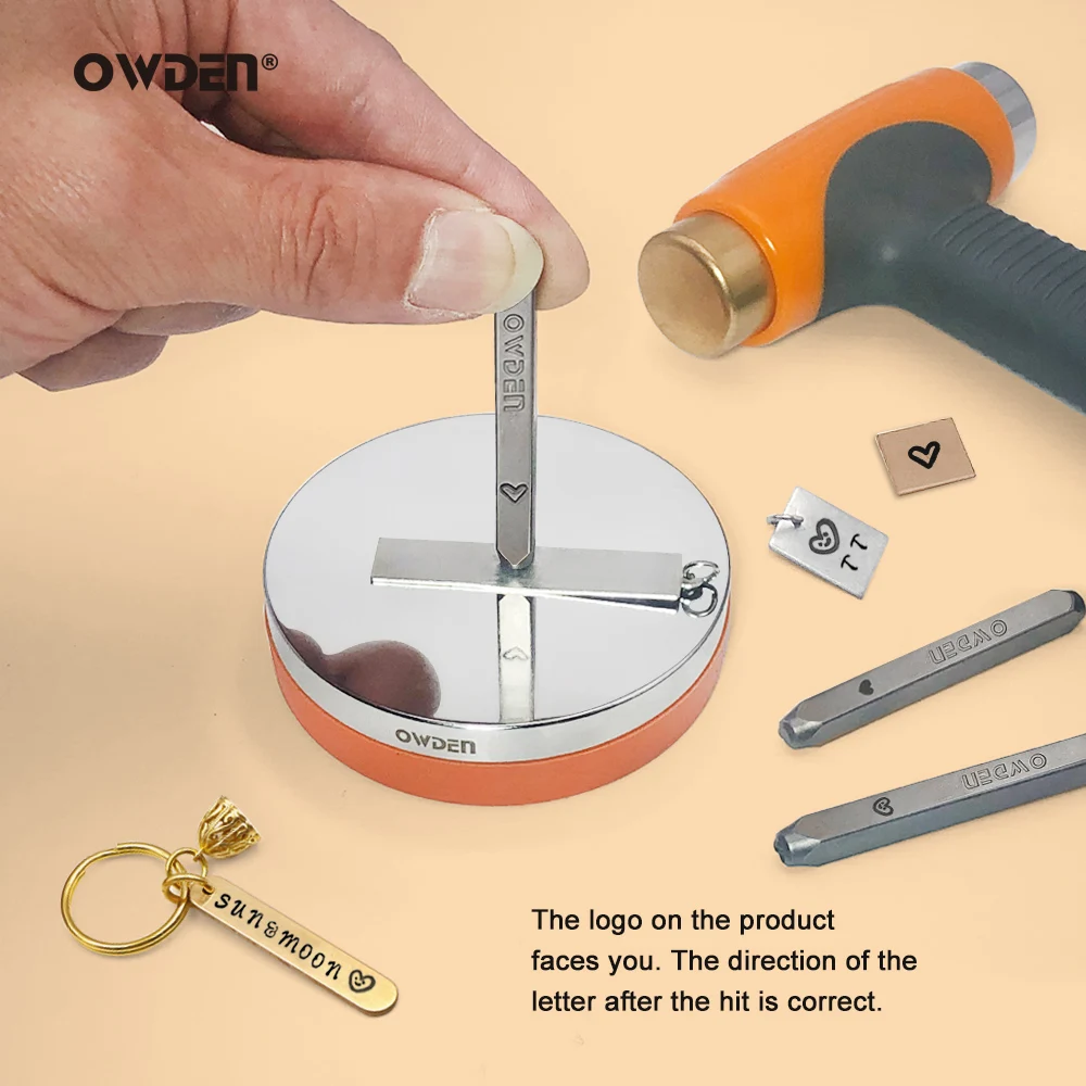 OWDEN-쥬얼리 스탬핑 3mm 스틸 금속 스탬프 세트, 하트 디자인 모양 펀치 도구, DIY 도구, 스틸 쥬얼리 펀처 세트, 6 개