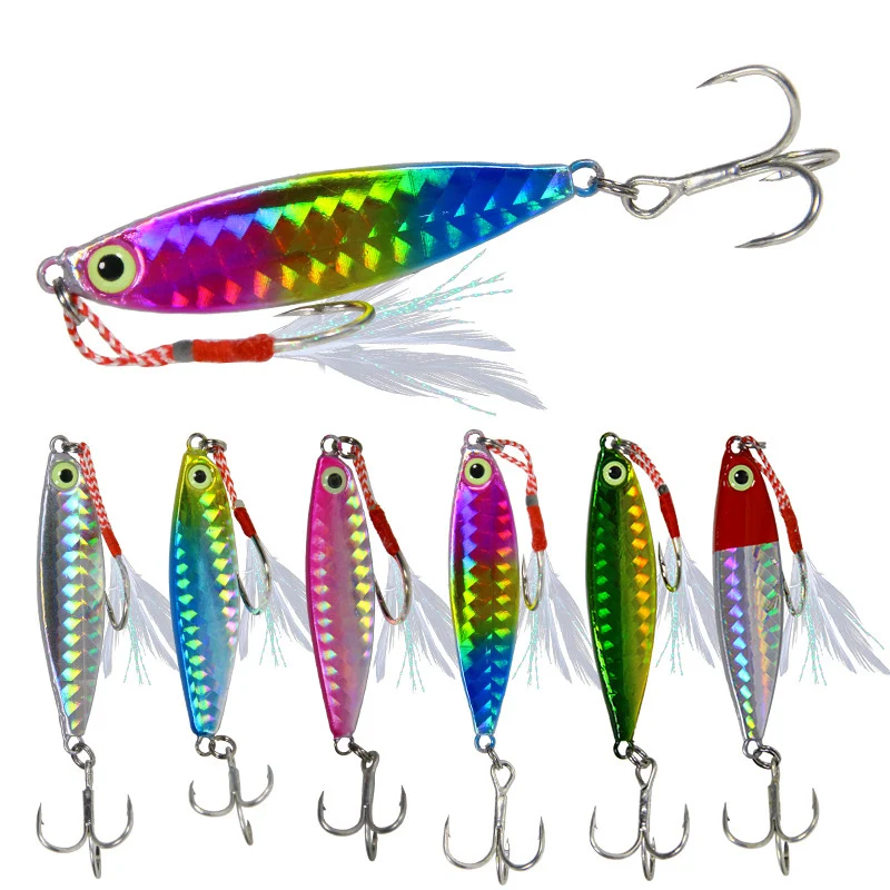1PC Jigging Lead Fish 10G/16G/20G Metal Jig Fishing Lure with Hooks 6 Colors Paillette Knife Wobbler Artificial Hard Bait New
