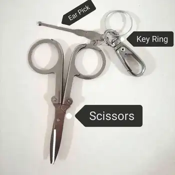 

Key Ring Scissors And Ear Pick Multi-function Car Keychain Set Auto Accessories Stainless Steel Link Alloy Wholesale