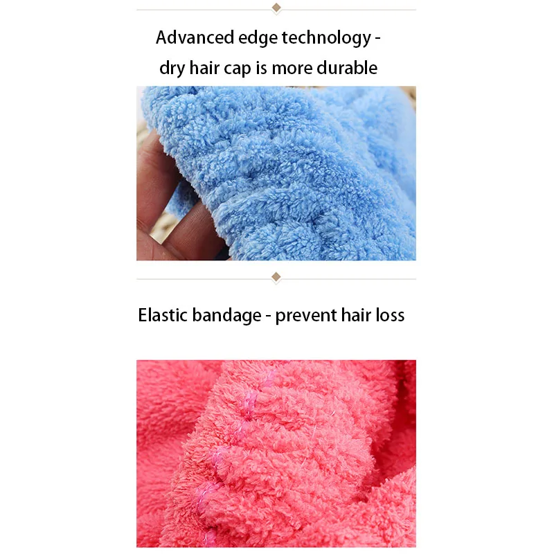 Coral Velvet Hair Shower Cap Water Absorption Magic Hair Dry Bow Hood Sauna Hat Bathroom Household Items Bathroom Accessories