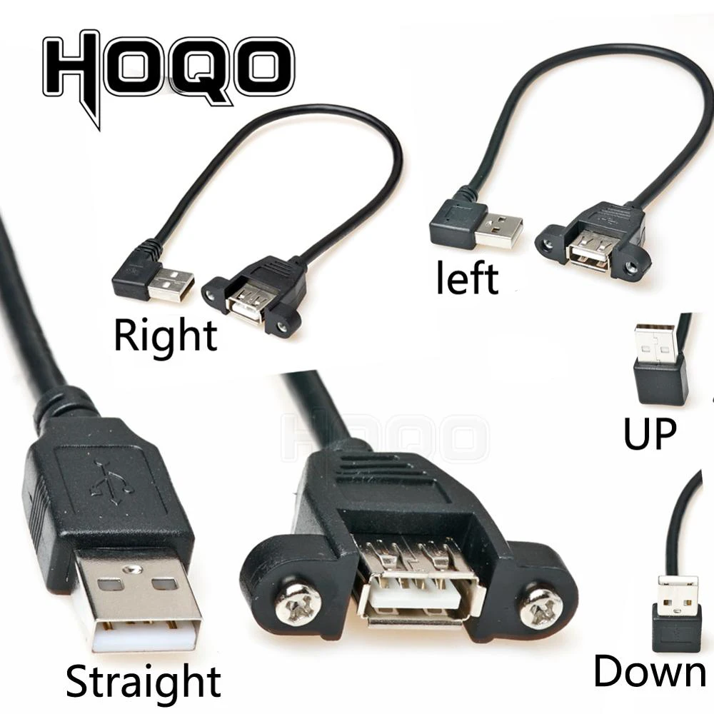 Low Cost Extension-Cable Lock-Connector Usb-Panel-Mount Screw-Hole Male-To-Female 90-Degree  73oKM8Apw