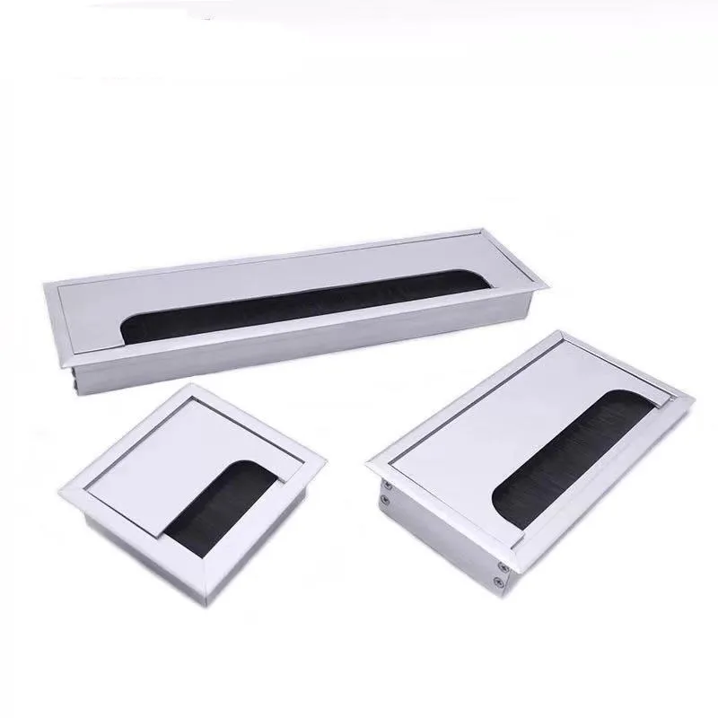 Aluminum Alloy Table Line Hole Cover Desk Outlet Desktop Hole Wire Decoration Cover Rectangular Threading Box Office Accessories