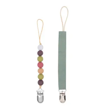 

2 Pack Dummy Clips Baby Pacifier Chain Silicone Teething Relief Toys Soothie U50F